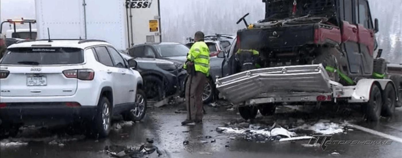 تصادم هائل بسبب العاصفة الثلجية في كولورادو