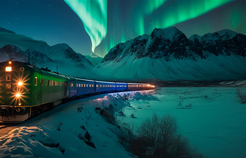 قطار تحت السماء الراقصة… النرويج تحول الشفق القطبي إلى رحلة فاخرة
