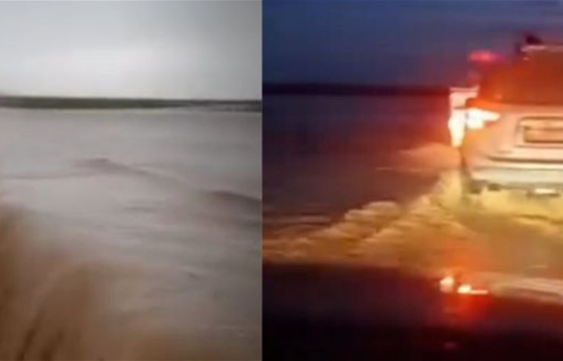 سيول مفاجئة في ريف حماة الشرقي تتسبب بانقلاب سيارات وإغلاق طريق الرقة مؤقتًا